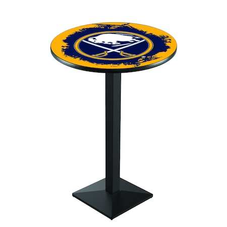 Holland Bar Stool Co 36" Blk Wrinkle Buffalo Sabres Pub Table L217B3628BufSab
